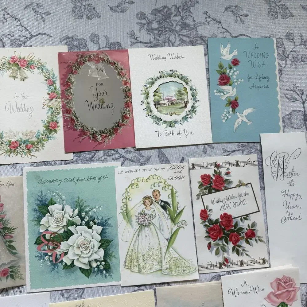 Vtg 50s/60s MCM Bridal Shower Wedding Card Lot 20 Used Ephemera Junk Journal